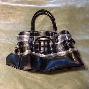 Tommy Hilfiger Black and White Plaid Shoulder/Hand Bag